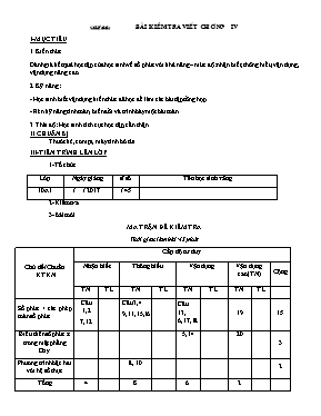 Toán 12 - Tiết 66 Bài kiểm tra viết chương IV